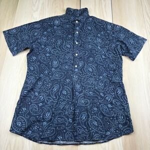 Polo Ralph Lauren Blue Paisley Linen Cambridge Popover Mens Size M Medium S/S